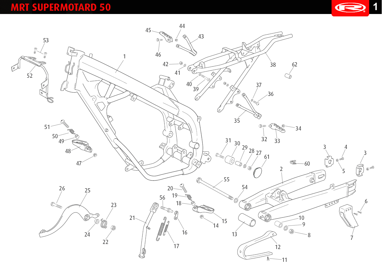 Technical diagram for a MRT 50 SM 2011 Chassis