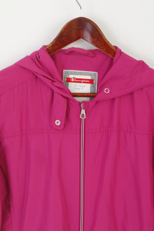 Champion Women M Jacket Pink Vintage Hood Windbreaker Zip Up Lightweight Top