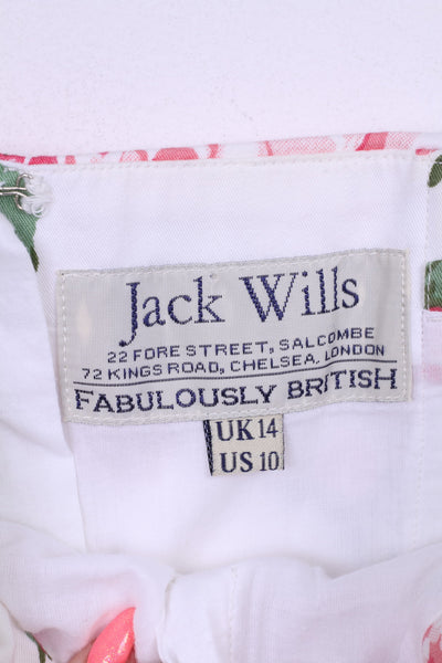 Jack Wills Womens 10 S Mini Dress Sleeveless White Flowers Print