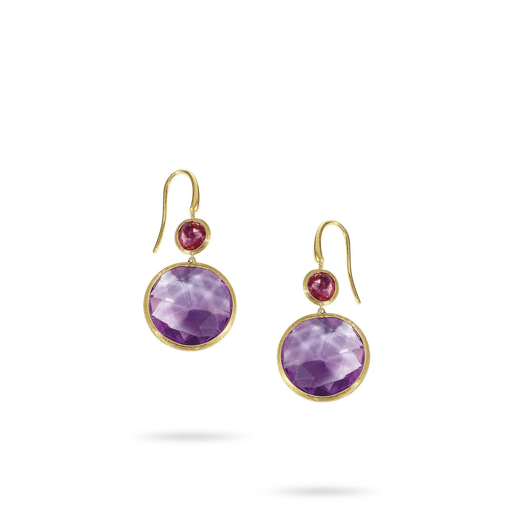 18K Gold Multicolored Stone Earrings
