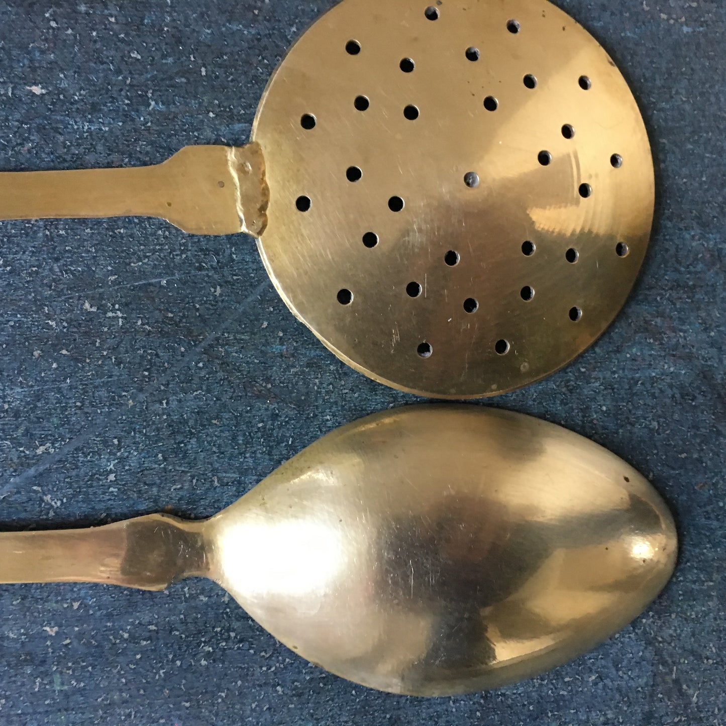 Vintage Brass Hanging Kitchen Utensil Set