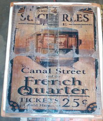 Old vintage Street Car Ticket Sign 