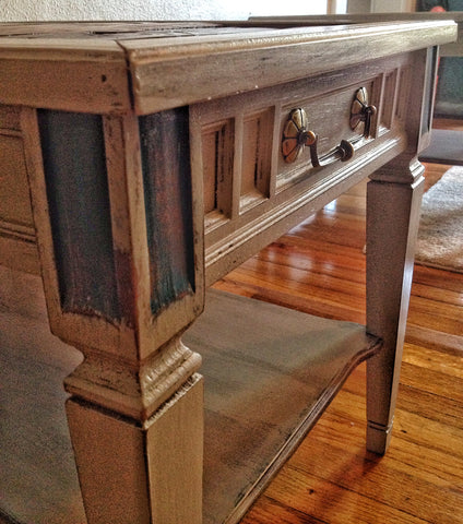 End Tables with teal details 