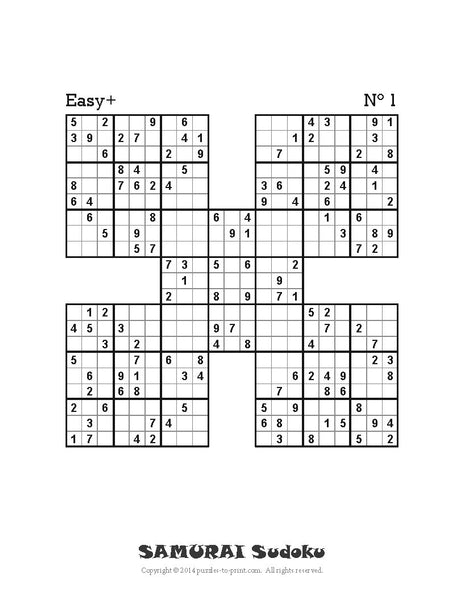 Samurai Sudoku PRINTABLE PDF Puzzles to Print