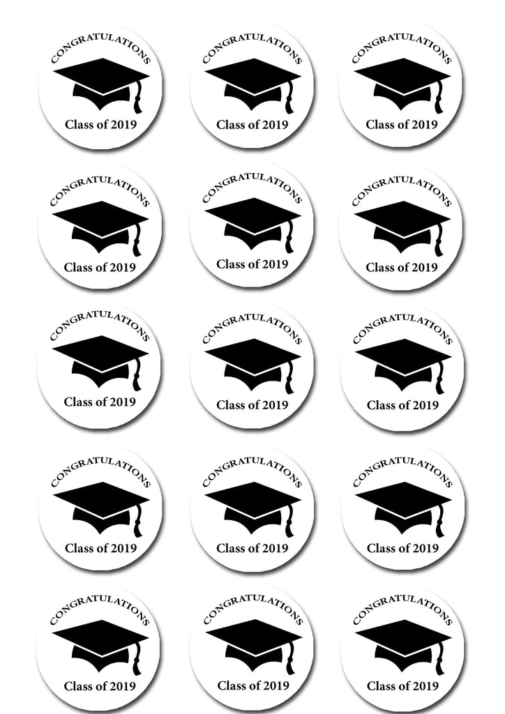 Graduation Edible Icing Cupcake Toppers Deezee Designs