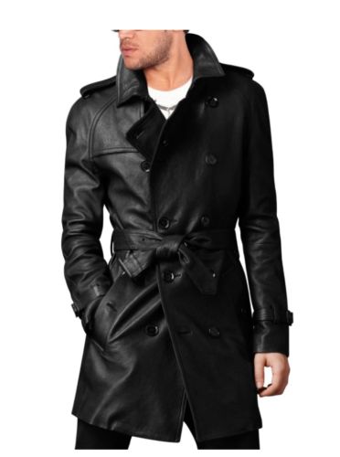 Ocurrir Reorganizar Clancy Hombre Elegante Con Cinturón Negro Abrigo largo, cuero Gabardina, guis –  Majestic Leather