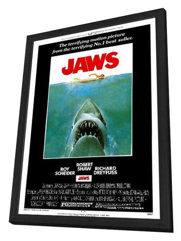 Jaws 11 x 17 Movie Poster - Style A - in Deluxe Wood Frame