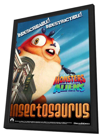 Monsters vs. Aliens 11 x 17 Movie Poster - UK Style E - in Deluxe Wood Frame