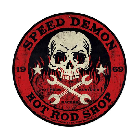 Speed Demon red skull 14 Metal Sign Wall Decor 14 x 14