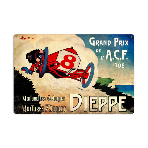 Dieppe Grand Prix Metal Sign Wall Decor 24 x 16