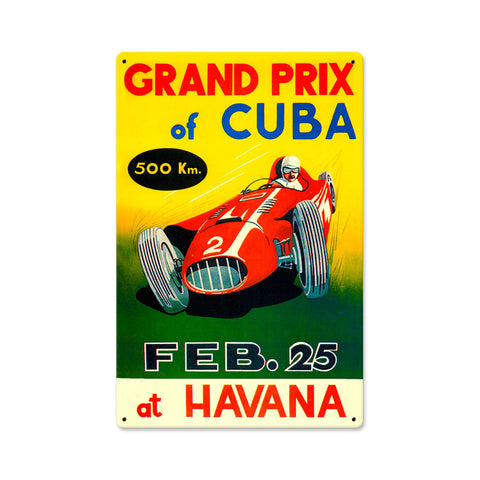 Grand Prix Cuba Metal Sign Wall Decor 12 x 18