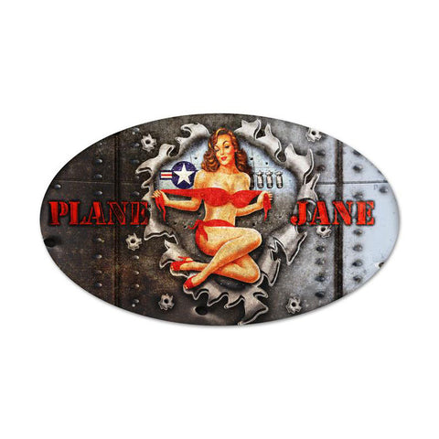 Plane Jane Metal Sign Wall Decor 14 x 24