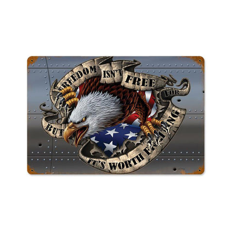 Freedom Isn't Free Metal Sign Wall Decor 18 x 12