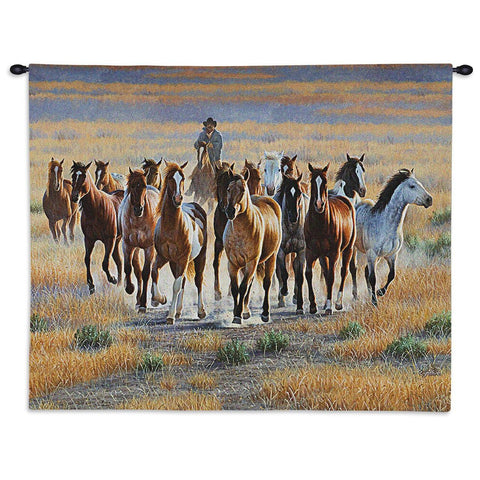 Bringing Them In Wall Tapestry With Rod