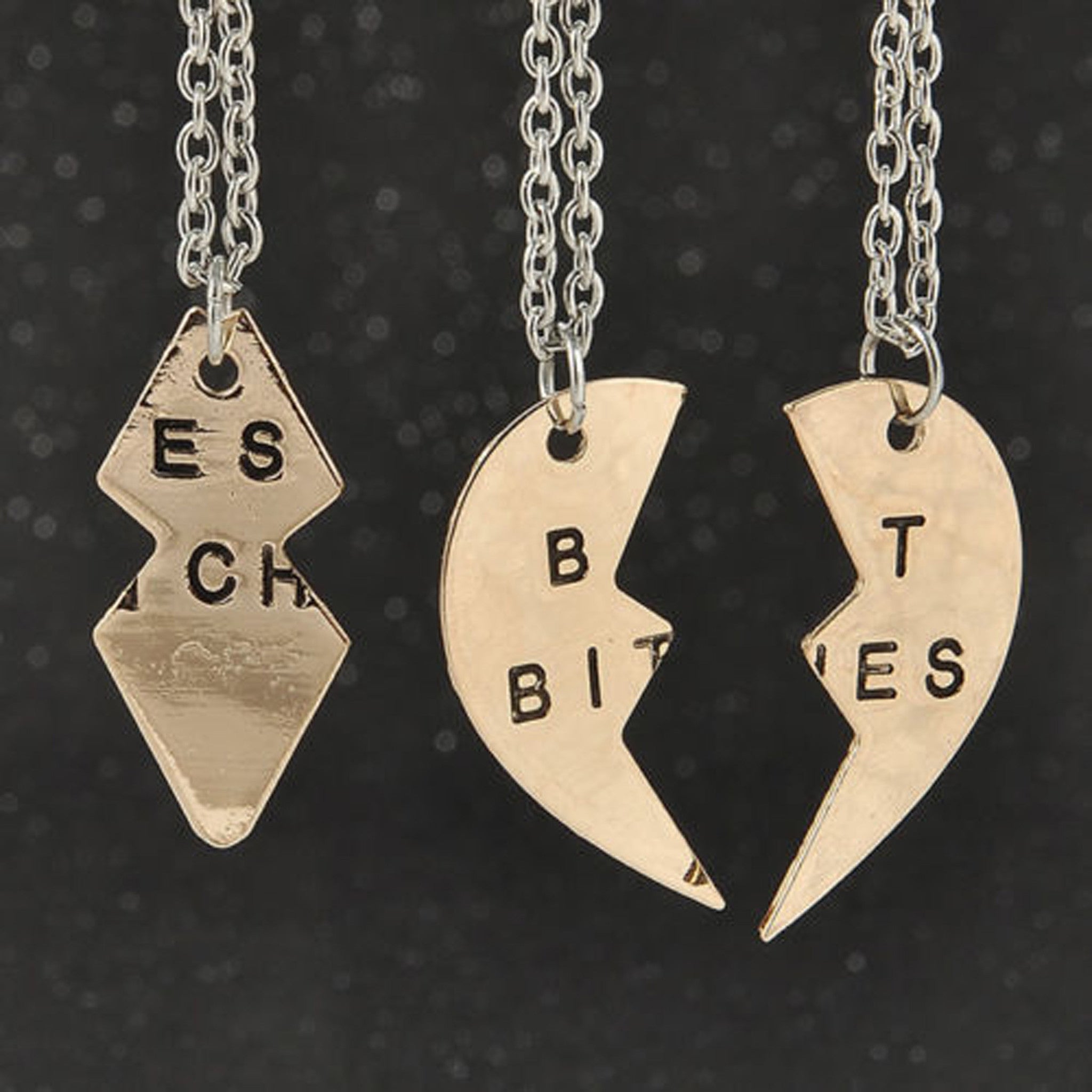 Lillian Best Friend Necklaces, 3-Piece Best B*****s Friendship Necklac