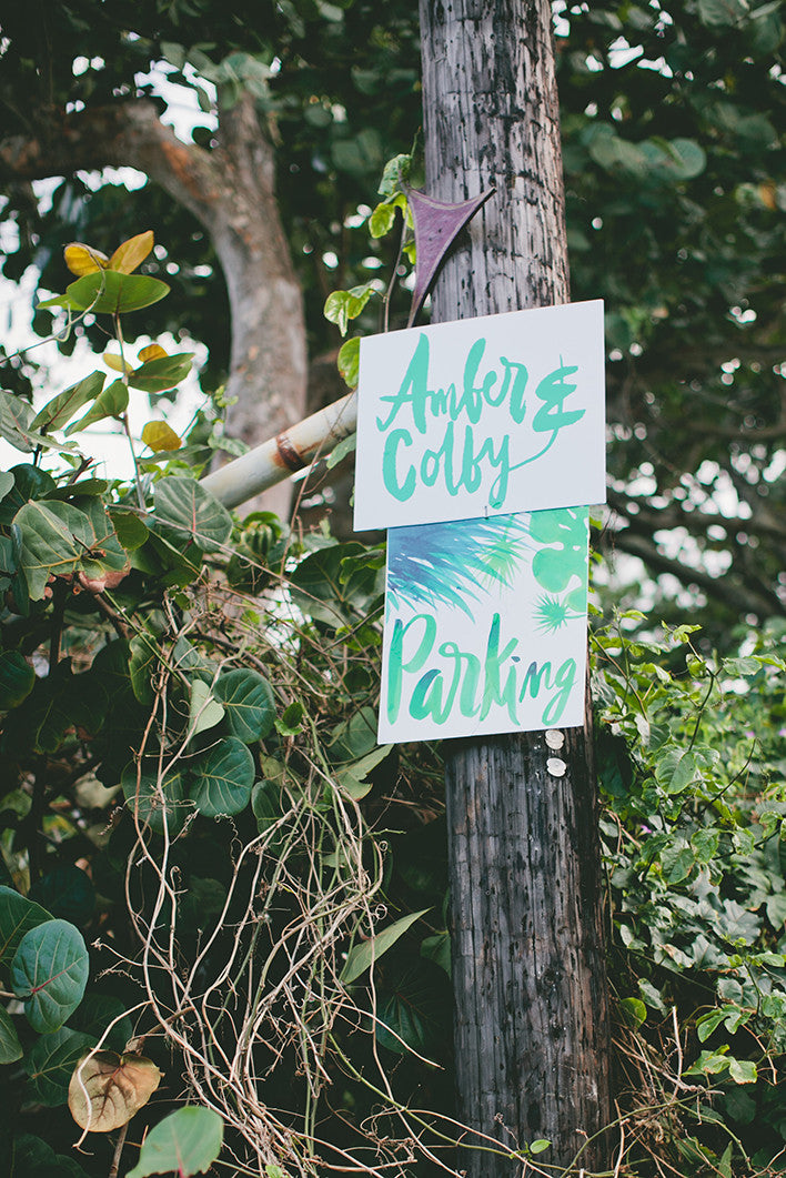 Hawaii Wedding Signage Hand lettered Watercolor