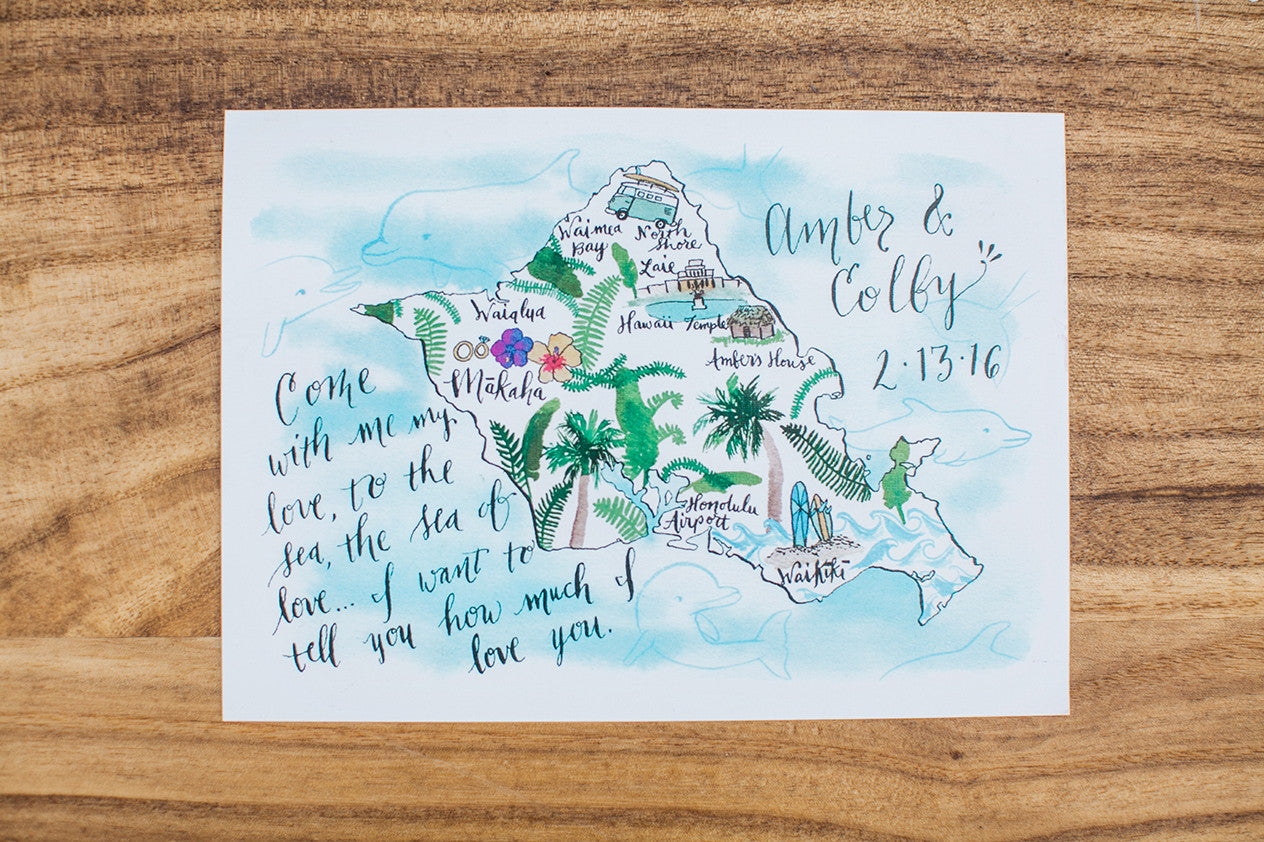 Hawaiian Surfer Dream Wedding Pigment Parchment