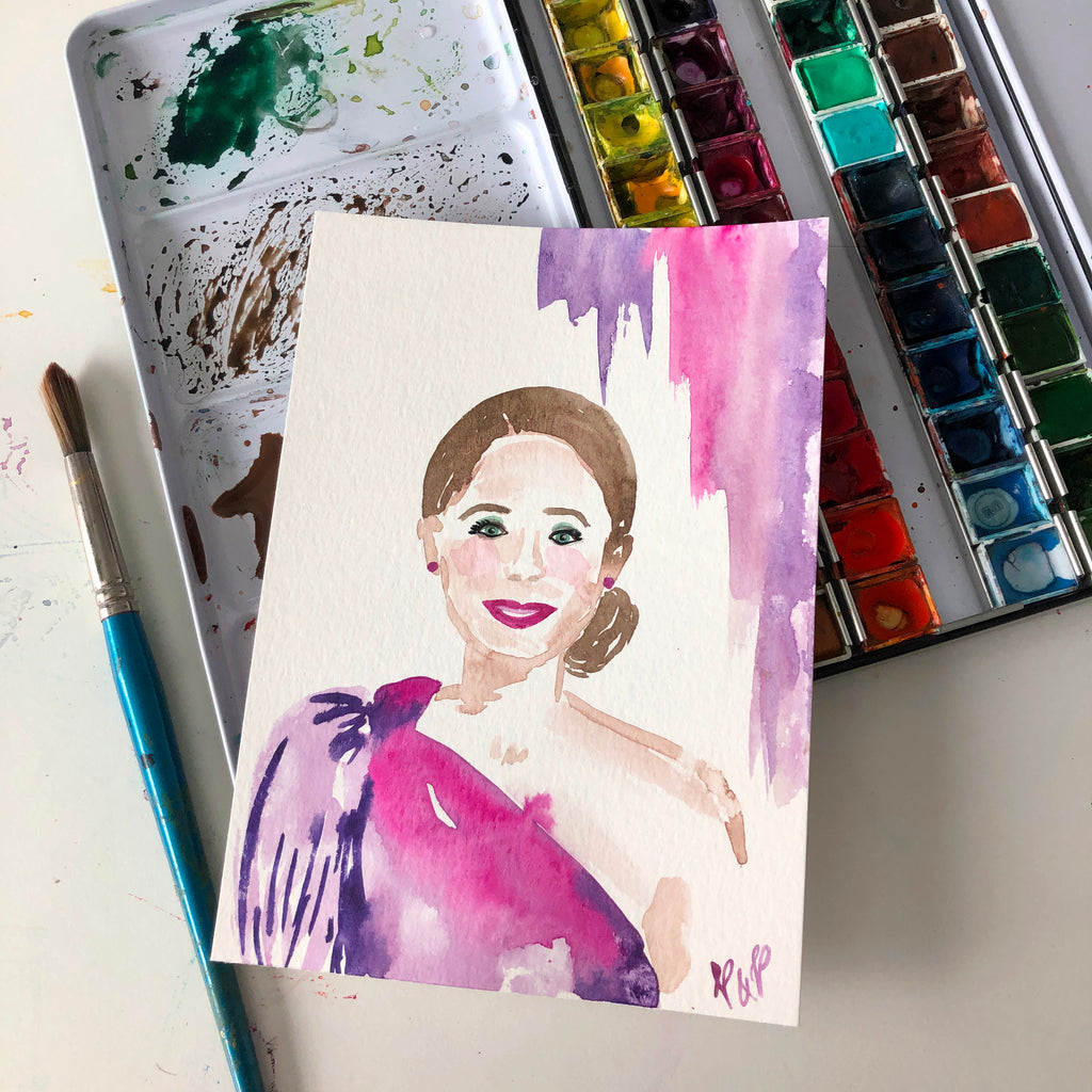 wedding guest watercolor portrait favor live event painter artist painting california portraiture