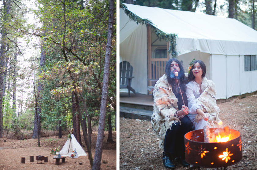 Smores Bride & Groom Fire Pit Boho Bohemian Forest Wedding Pigment & Parchment Northern California