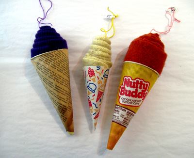 Ice cream cone ornaments by Vero. $12.00 - $14.00.