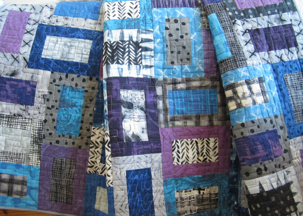 black and blue quilt