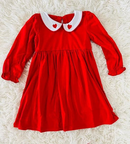 The softest Knit Embroidered Heart Collar Dress