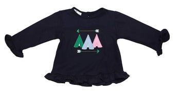 Girls Navy Tee Pee Applique Shirt Only