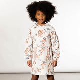 Deux Par Deux Flowers Printed French Terry Hooded Dress