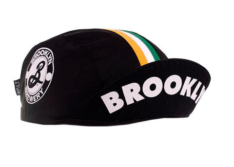Angled brim-up view of the black Brooklyn Brewery cap.