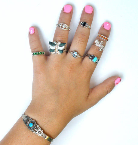 Vintage sterling silver rings turquoise toe midi r