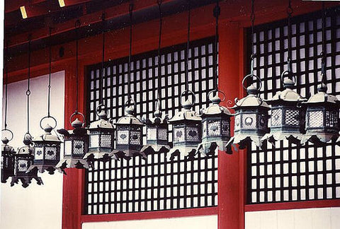 traditional bronze japanese lanterns kyoto