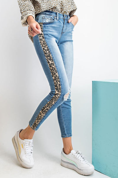 jeans with leopard stripe