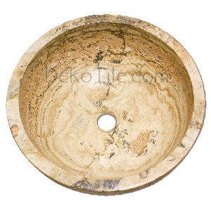 Scabos Travertine Round Undermount Bowl Sink - DEKO Tile