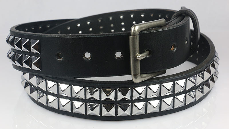 2 row pyramid studded belt