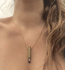 ZUDORA rainbow aura aurora titanium quartz crystal bullet necklace