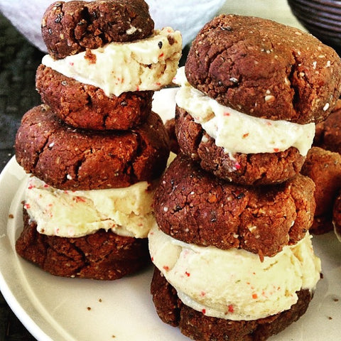 Chocolate Nice-Cream Sandwiches by @funkyfitnessfoods