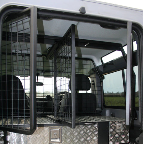 Land Rover Defender Dog Guard Cage Load Area Drawer Mobile Storage Systems Trek Overland UK Yorkshire