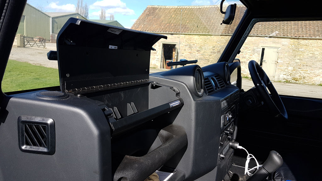Land Rover Defender 90 Interior Trim, Carpeted Load Area Drawer and Glove Box