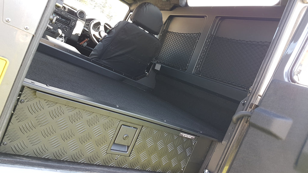 Land Rover Defender 90 Interior Trim, Carpeted Load Area Drawer and Glove Box