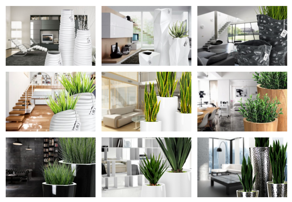 Le Present Planters and Plants - Modern Tall Vases for Hotels, lounges, commercial interior design