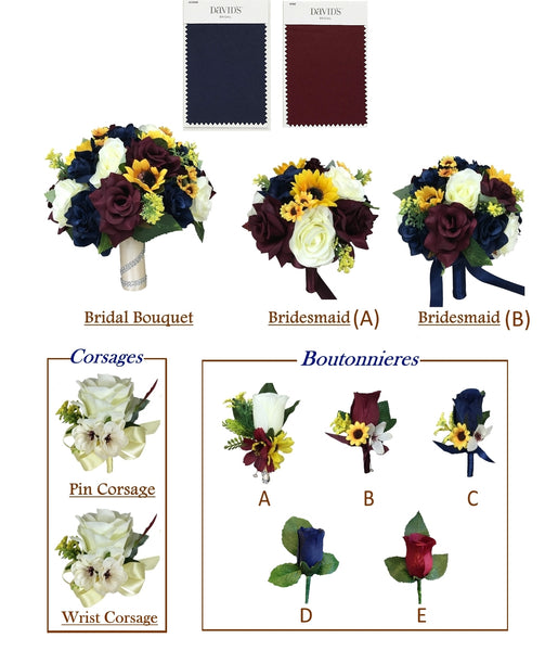 Colorful Artificial Flower Wedding Bouquet Corsage Fall Wedding