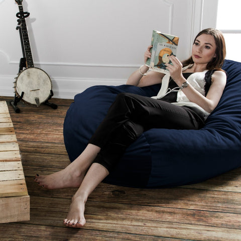 Navy Microsuede 4 Foot Jaxx Lounger Bean Bag Chair