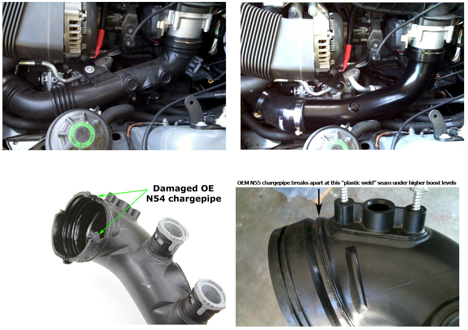 Stock vs. BMS N55 E Chassis Chargepipe