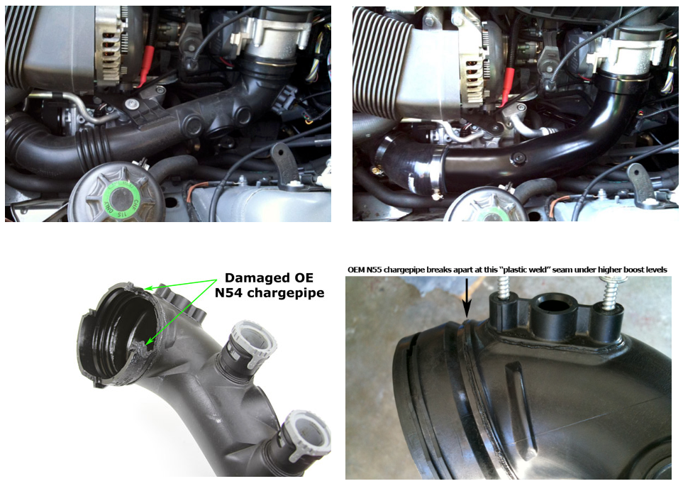 Stock vs. BMS N55 E Chassis Chargepipe