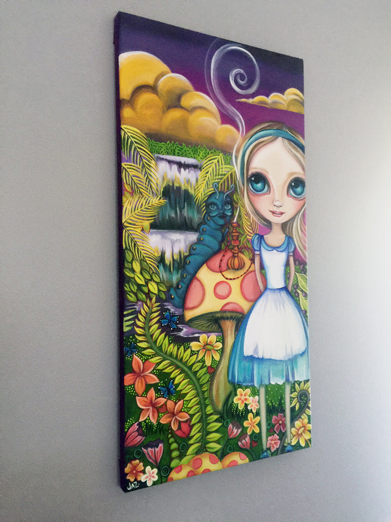 "Alice and Absolem" Alice in Wonderland inspired Original Painting