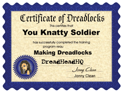 dreadlocks certificate