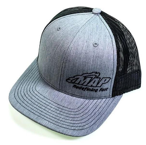 Trucker Style Snapback Hat "MAP Redefining Fast" | Gray / Black