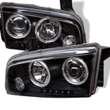 Spyder Auto Dodge Charger 06-10 Projector Headlights - Halogen Model Only ( Not Compatiable With Xenon/HID Model ) - LED Halo - LED ( Replaceable LEDs ) - Black -  High H1 (Included) - Low 9006 (Not Included)