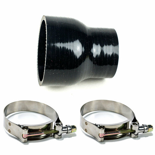 Squirrelly Black Silicone Reducer Coupler Turbo Pipe w/ 2x T-Bolt Clamps | Various Sizes