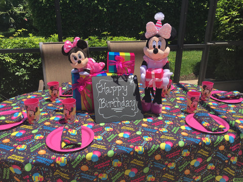 Minnie Mouse on Happy Birthday Tablecloth by CelebrationTablecloths